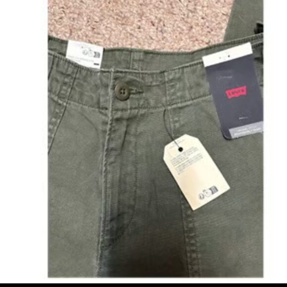 LEVI'S LEVIS SURPLUS STRAIGHT MILITARY OLIVE GREEN SLOUCHY CARGO PANT NWT $98 29 - Picture 8 of 11